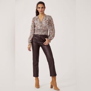 Anthropologie Printed Ruffle Blouse